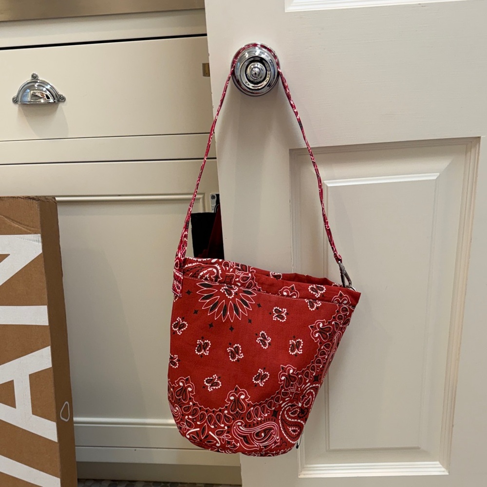 CALL IT BY YOUR NAME RED BANDANA BAG/BUCKET BAG with adjustable strap